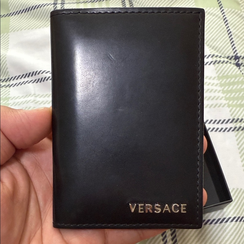 Versace Black Leather Key & Card Holder